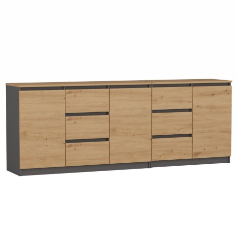 Komoda COSTA 1D3S/2D3S BA ANTRACYT DĄB ARTISAN