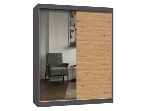 Szafa IGA 160 A/B ANTRACYT ARTISAN 1 x Lustro Do Sypialni Przedpokoju