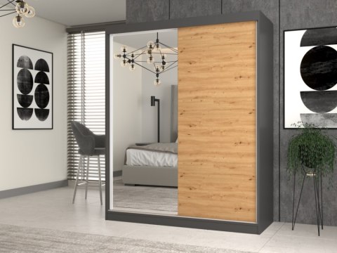 Szafa IGA 160 A/B ANTRACYT ARTISAN 1 x Lustro Do Sypialni Przedpokoju