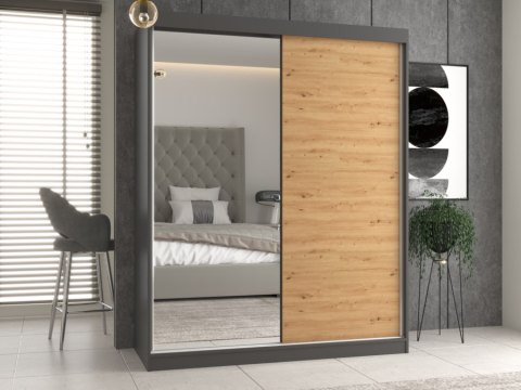 Szafa IGA 160 A/B ANTRACYT ARTISAN 1 x Lustro Do Sypialni Przedpokoju