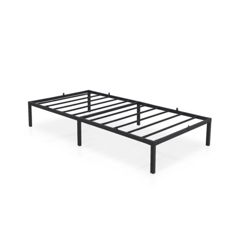 Łóżko Metalowe 100x200 cm Łóżko Gościnne Składane Metalowy Stelaż i Rama Czarne 6 nóżek 10 listew