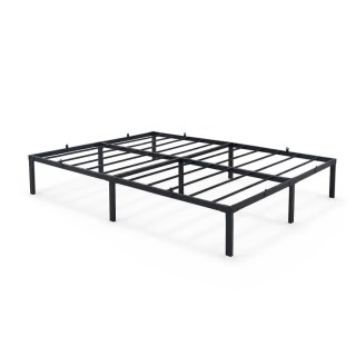 Łóżko Metalowe 140x200 cm Łóżko Gościnne Składane Metalowy Stelaż i Rama Czarne 9 nóżek 20 listew