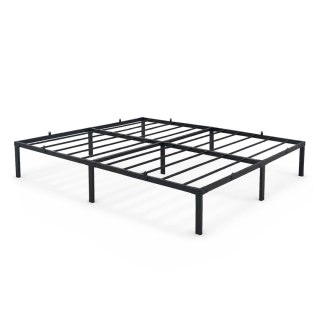 Łóżko Metalowe 160x200 cm Łóżko Gościnne Składane Metalowy Stelaż i Rama Czarne 9 nóżek 20 listew