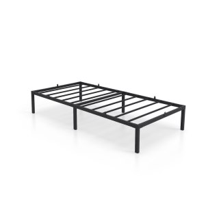 Łóżko Metalowe 90x190 cm Łóżko Gościnne Składane Metalowy Stelaż i Rama Czarne 6 nóżek 10 listew