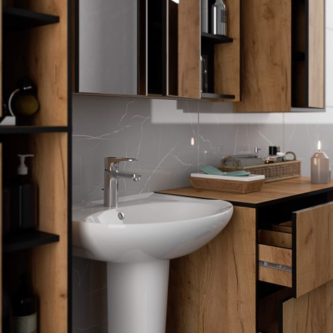 SZAFKA ŁAZIENKOWA POD UMYWALKĘ VAMI W90 2SZ 2P PK DĄB CRAFT / CZARNY