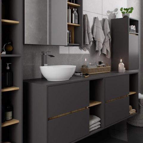 SZAFKA ŁAZIENKOWA WISZĄCA VAMI W35 1D 1W GRAFIT SZARY / DĄB ARTISAN