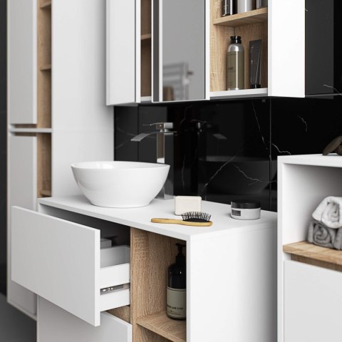 SZAFKA ŁAZIENKOWA WISZĄCA VAMI W50 2D 6P BIAŁA / DĄB SONOMA
