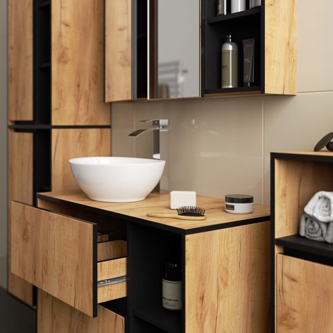 SZAFKA ŁAZIENKOWA WISZĄCA VAMI W90 2D 3P LO DĄB CRAFT / CZARNY