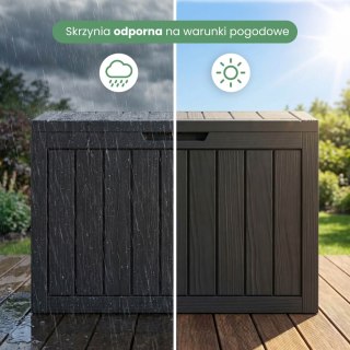 Skrzynia ogrodowa wodoszczelna pojemność 170 litrów Czarna