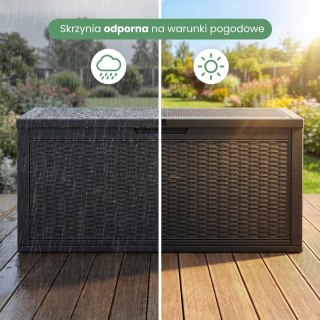 Skrzynia ogrodowa wodoszczelna pojemność 340 litrów Czarna