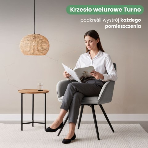 2x Welurowe krzesło obrotowe z przeszyciami Szare TURNO Czarne nogi