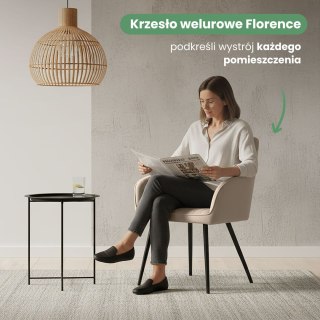 2x Welurowe krzesło tapicerowane z przeszyciami Beżowe FLORENCE Czarne nogi