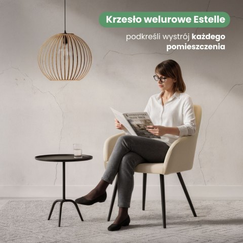 4x Welurowe krzesło tapicerowane gładkie Beżowe ESTELLE Czarne nogi