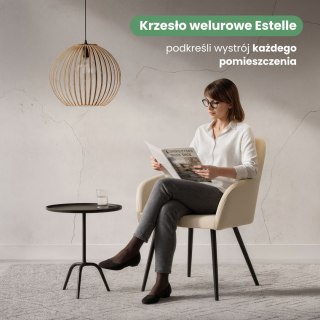 6x Welurowe krzesło tapicerowane gładkie Beżowe ESTELLE Czarne nogi