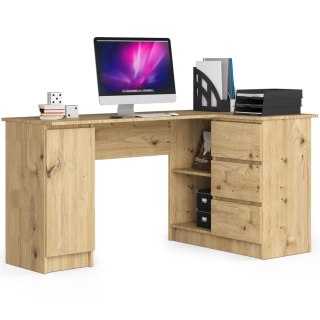 Biurko narożne B20 155 cm prawe - PK dąb artisan - 3 szuflady