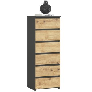 KOMODA CL6 PK GRAFIT SZARY / DĄB ARTISAN
