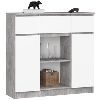 KOMODA K100 2D 3SZ 1P PK BETON / BIAŁY