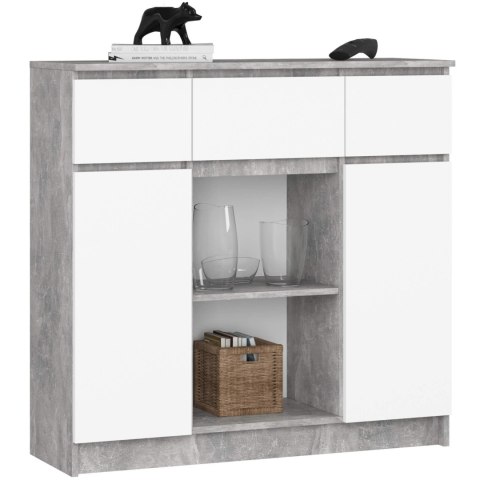 KOMODA K100 2D 3SZ 1P PK BETON / BIAŁY