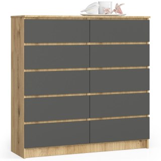 KOMODA K120 10SZ CLP PK DĄB ARTISAN / SZARY