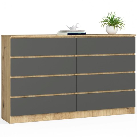 KOMODA K160 8SZ CLP PK DĄB ARTISAN / SZARY