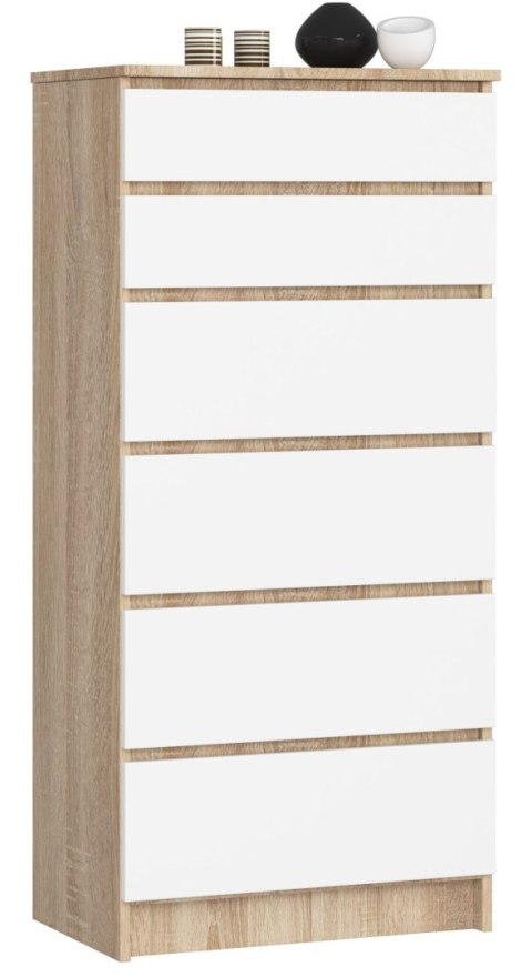 KOMODA K60 6SZ CLP PK DĄB SONOMA / BIAŁA
