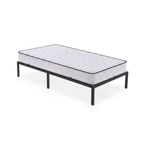 Łóżko Metalowe 100x200 cm z Materacem Łóżko Gościnne Składane Metalowy Stelaż i Rama Czarne 6 nóżek 10 listew
