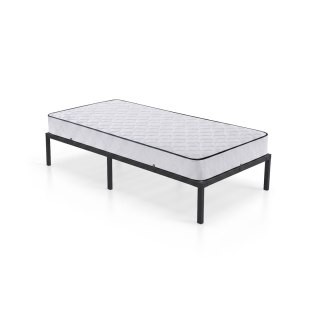 Łóżko Metalowe 90x190 cm z Materacem Łóżko Gościnne Składane Metalowy Stelaż i Rama Czarne 6 nóżek 10 listew
