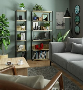 REGAŁ INDUSTRIALNY 400 CZARNY/DĄB ARTISAN