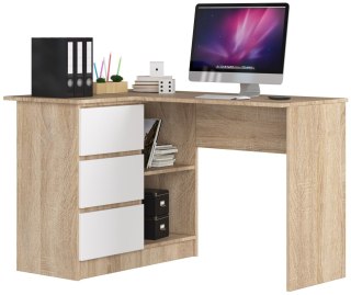 BIURKO NAROŻNE B16 124 cm LEWE 3 SZUFLADY PK DĄB SONOMA / BIAŁE