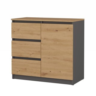 Komoda Malwa 1D3S/BA ANTRACYT DĄB ARTISAN