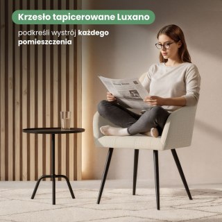 2x Krzesło tapicerowane z przeszyciami kwadratowymi Beżowe LUXANO Czarne nogi tkanina Lumos