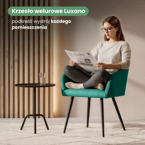 2x Krzesło tapicerowane z przeszyciami kwadratowymi Butelkowa Zieleń LUXANO Czarne nogi