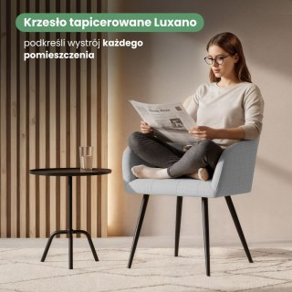 2x Krzesło tapicerowane z przeszyciami kwadratowymi Jasny Szary LUXANO Czarne nogi tkanina Lumos