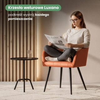 2x Krzesło tapicerowane z przeszyciami kwadratowymi Miedziane LUXANO Czarne nogi