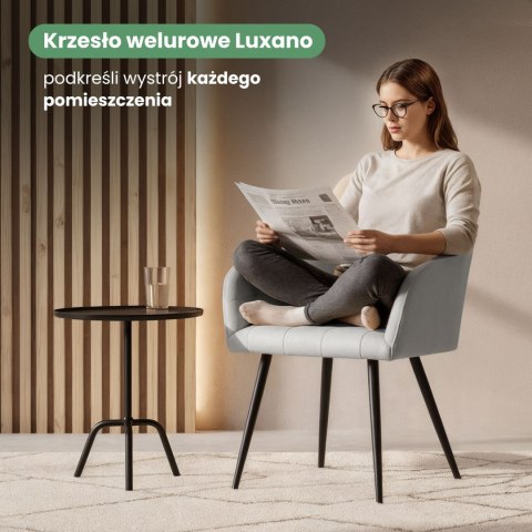 2x Krzesło tapicerowane z przeszyciami kwadratowymi Szare LUXANO Czarne nogi