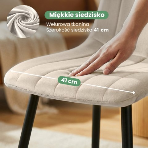 2x Welurowe krzesło tapicerowane pikowane Beżowe LIVO Czarne nogi