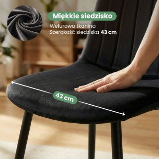 2x Welurowe krzesło tapicerowane pikowane Czarne LUMO Czarne nogi