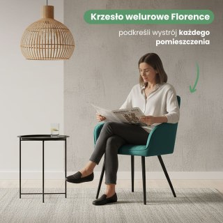 2x Welurowe krzesło tapicerowane z przeszyciami Butelkowa Zieleń FLORENCE Czarne nogi