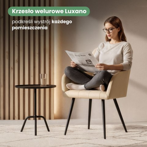 4x Krzesło tapicerowane z przeszyciami kwadratowymi Beżowe LUXANO Czarne nogi
