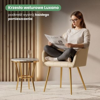 4x Krzesło tapicerowane z przeszyciami kwadratowymi Beżowe LUXANO Złote nogi