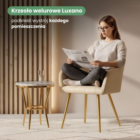 4x Krzesło tapicerowane z przeszyciami kwadratowymi Beżowe LUXANO Złote nogi