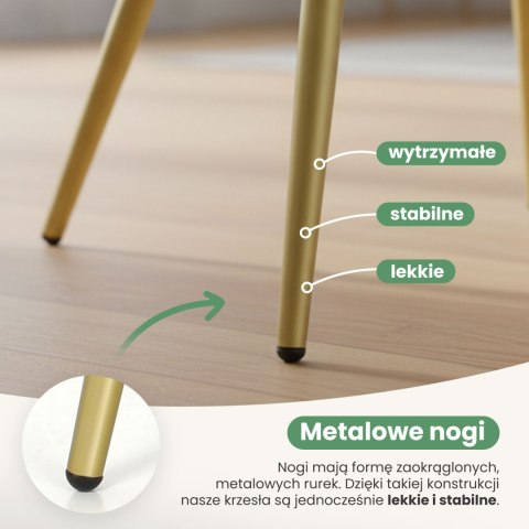 4x Krzesło tapicerowane z przeszyciami kwadratowymi Butelkowa Zieleń LUXANO Złote nogi