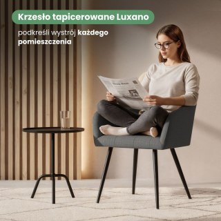 4x Krzesło tapicerowane z przeszyciami kwadratowymi Ciemny Grafit LUXANO Czarne nogi tkanina Lumos