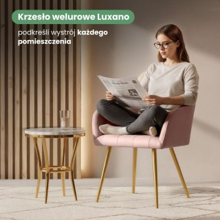 4x Krzesło tapicerowane z przeszyciami kwadratowymi Pudrowy Róż LUXANO Złote nogi