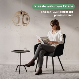 4x Welurowe krzesło tapicerowane gładkie Czarne ESTELLE Czarne nogi