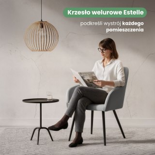 4x Welurowe krzesło tapicerowane gładkie Szare ESTELLE Czarne nogi
