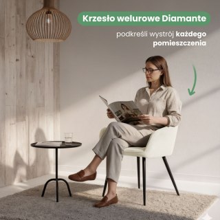 4x Welurowe krzesło tapicerowane pikowane Kremowe DIAMANTE Czarne nogi
