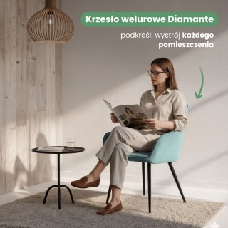 4x Welurowe krzesło tapicerowane pikowane Turkusowe DIAMANTE Czarne nogi