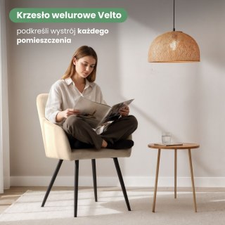 4x Welurowe krzesło tapicerowane pikowane w romby Beżowe VELTO Czarne nogi