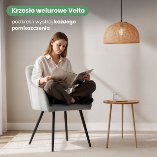 4x Welurowe krzesło tapicerowane pikowane w romby Szare VELTO Czarne nogi